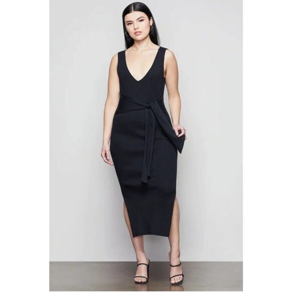 Good American Dresses & Skirts - Good American Body Sexy Dress Womens 1X 5 Black Ribbed Knit Sleeveless Bodycon‎